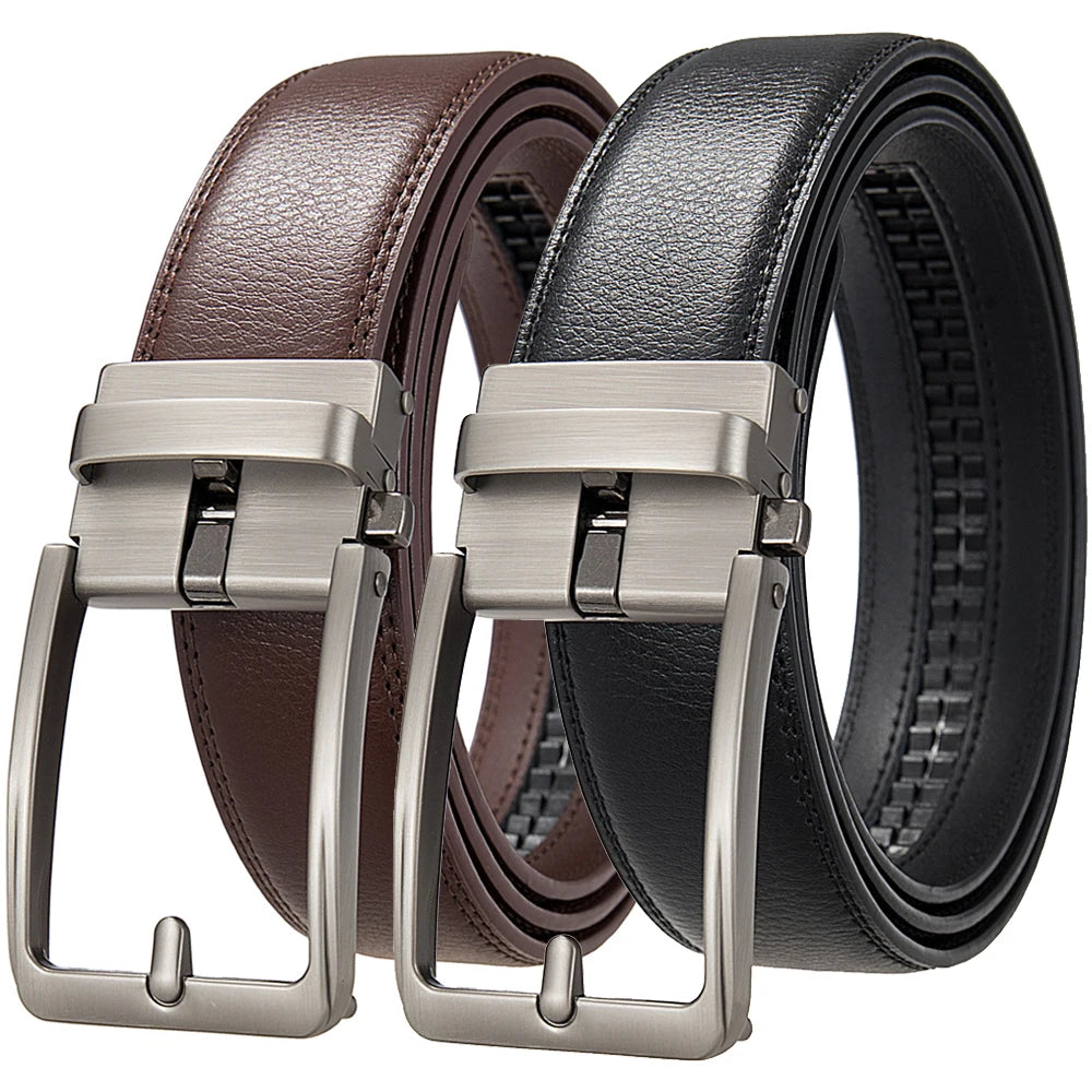 Men's Leather Belts Fashion Automatic Buckle Cowskin Male Belts Luxury Designer Black Brown 3.5cm