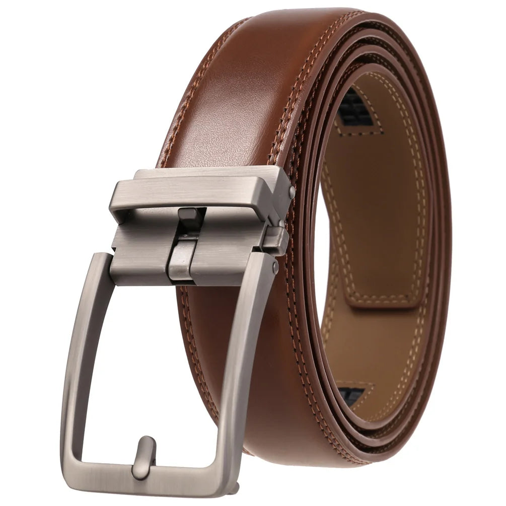 Men's Leather Belts Fashion Automatic Buckle Cowskin Male Belts Luxury Designer Black Brown 3.5cm