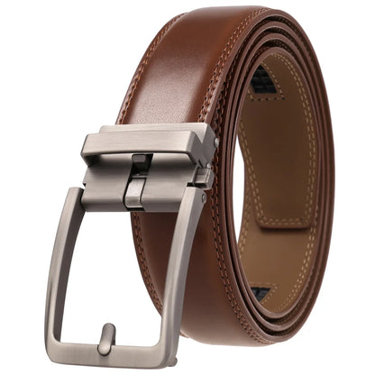 Men's Leather Belts Fashion Automatic Buckle Cowskin Male Belts Luxury Designer Black Brown 3.5cm